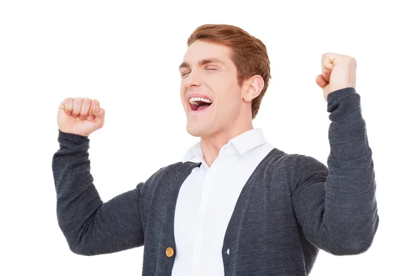 Man keeping arms raised — Stock Photo, Image