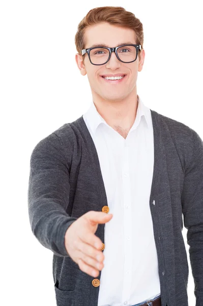 Man stretching out hand for shaking — Stock Photo, Image