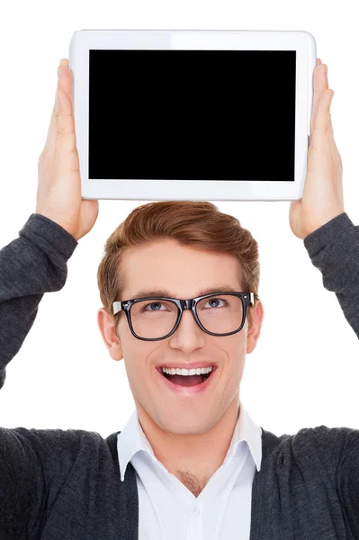 Uomo in possesso di tablet digitale — Foto Stock