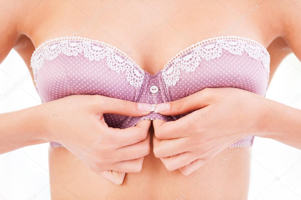 Young Beautiful Sexy Model Taking Off Her Bra Stock Photo, Picture