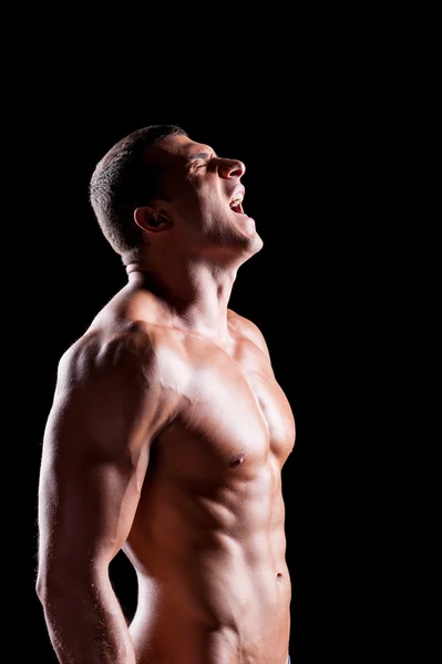 Young shirtless man shouting — Stock Photo, Image