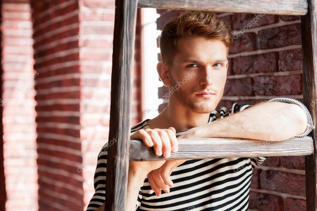 Young man in striped shirt