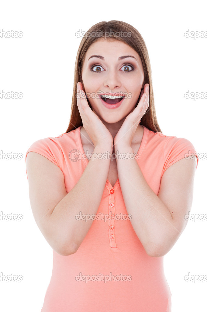 Woman touching face with hands