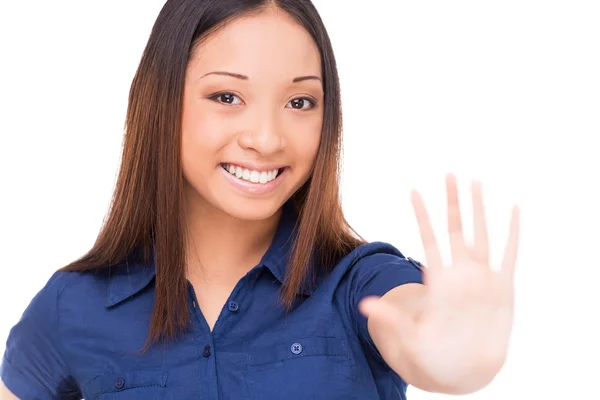 Asian woman showing her palm — Stock Photo, Image