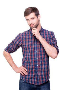 adam elini tutarak çeneme