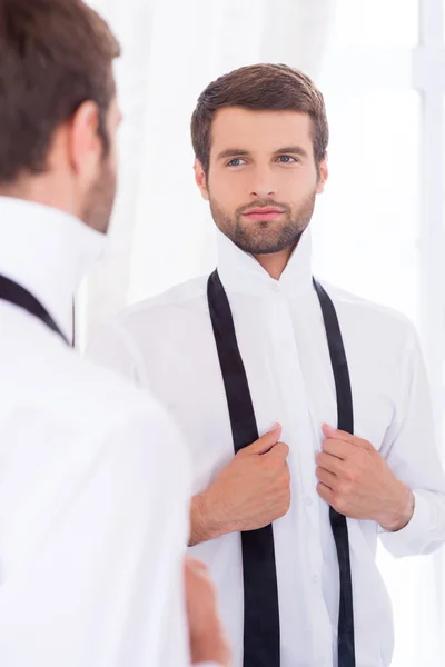 Man in white shirt and untied necktie — Stock Photo, Image