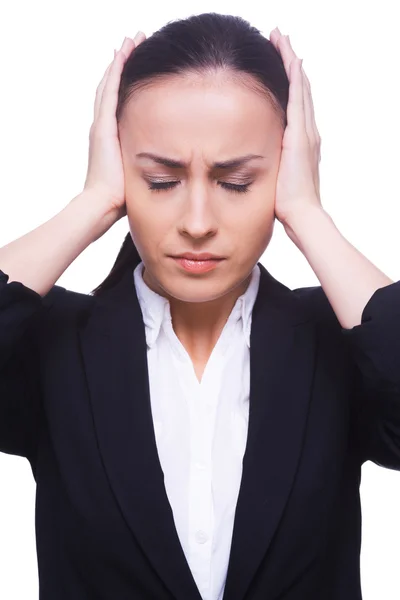 Mujer estresada y con exceso de trabajo —  Fotos de Stock