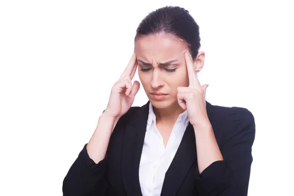 Mujer con dolor de cabeza . — Foto de Stock