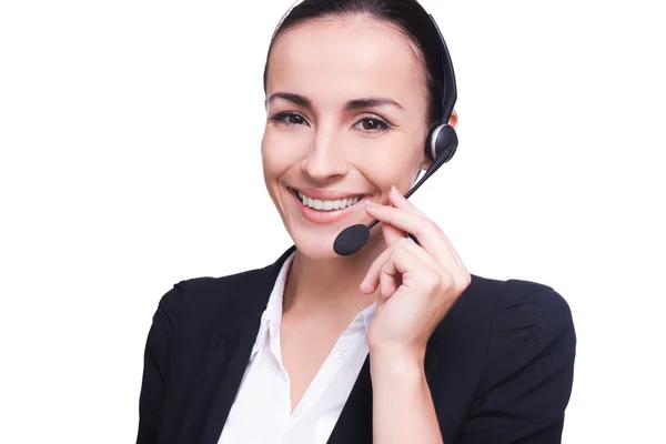 Woman in headset — Stock Photo, Image