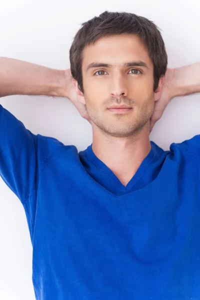 Handsome man in blue sweater — Stock Photo, Image