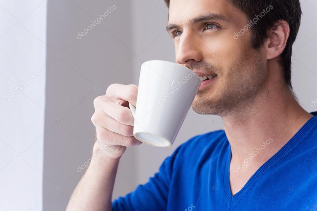 Man enjoying his morning coffee.