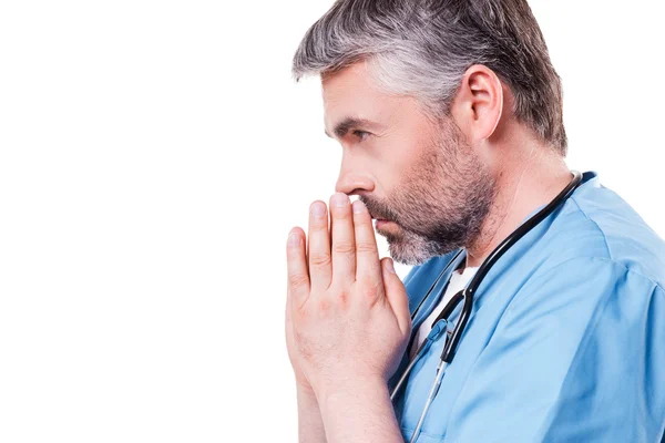 Doctor praying. — Stock Photo, Image