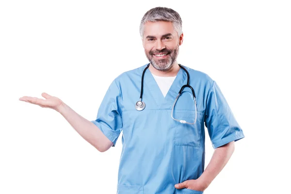 Surgeon holding copy space in hand — Stock Photo, Image