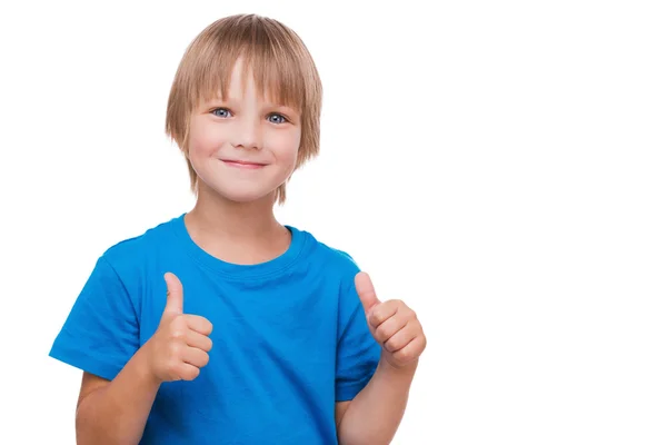 Boy showing his thumbs up — Stock Photo, Image