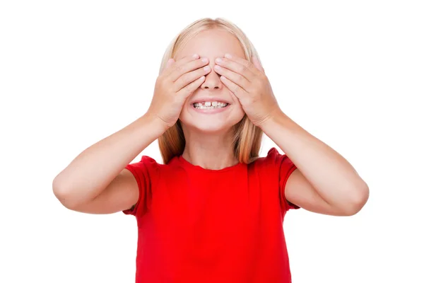 Girl covering eyes with hands — Stock Photo, Image