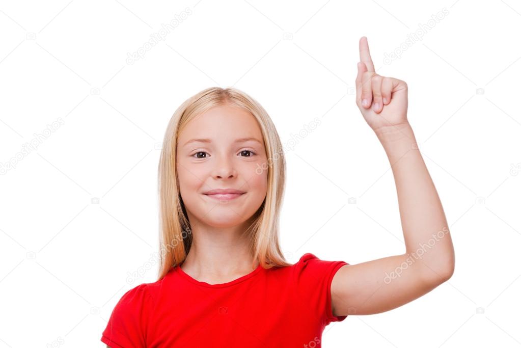 Girl pointing up