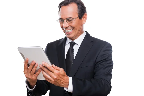 Confident businessman holding digital tablet — Stock Photo, Image