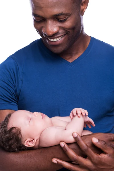 African man holding his little baby Stock Photo