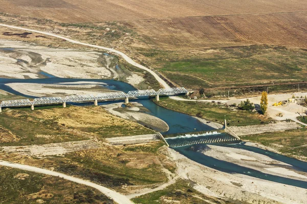 Top view of a bridge over river — Stock Photo, Image