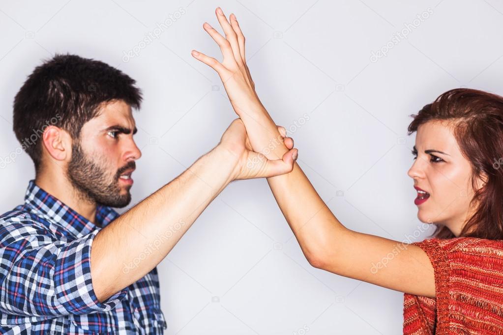 Young couple fighting