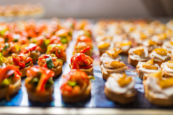 Rows of canapes