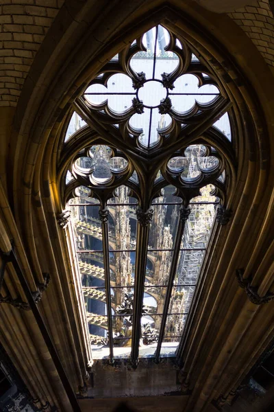 Fenêtre Gothique Vue Intérieur Cathédrale Cologne Allemagne — Photo