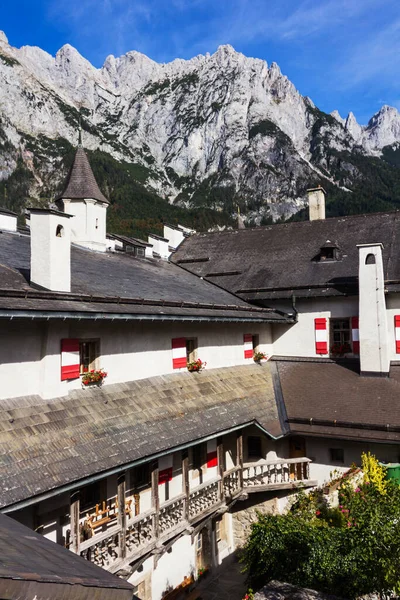 Castello Hohenwerfen Veduta Interna Degli Edifici Delle Alpi Berchtesgaden Sullo — Foto Stock