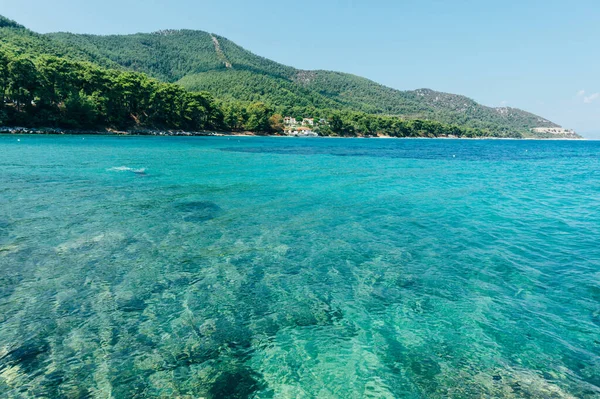 Fotografie Exotického Ráje Ostrov Obklopen Čistou Azurovou Vodou Tomto Slunečném — Stock fotografie