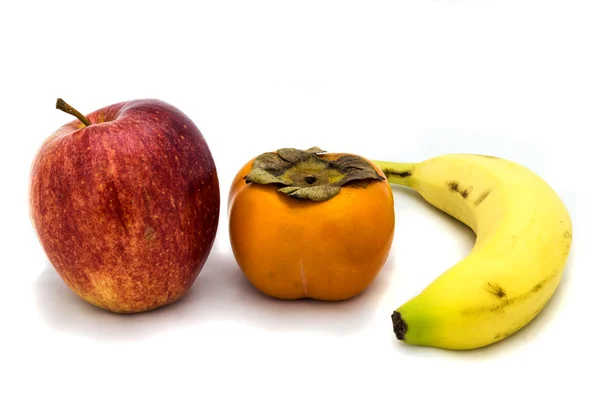 Apple, kaki, banaan — Stockfoto