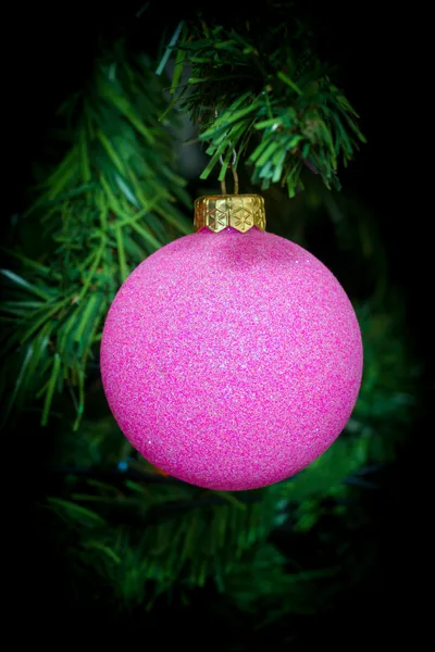 Christmas tree Christmas toy purple ball — Stock Photo, Image