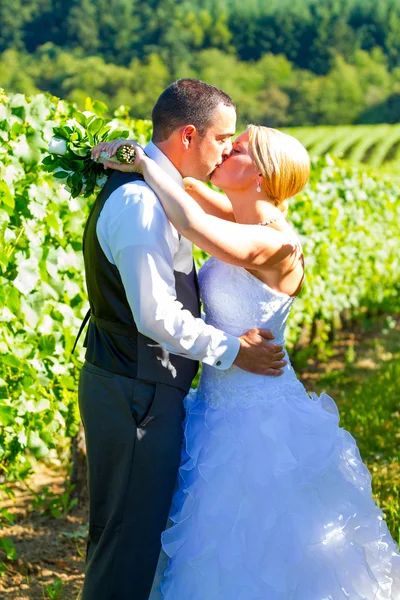 Mariée et marié baiser de mariage — Photo