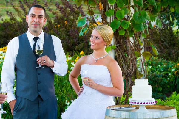 Bride and Groom Wedding Toasts — Stock Photo, Image