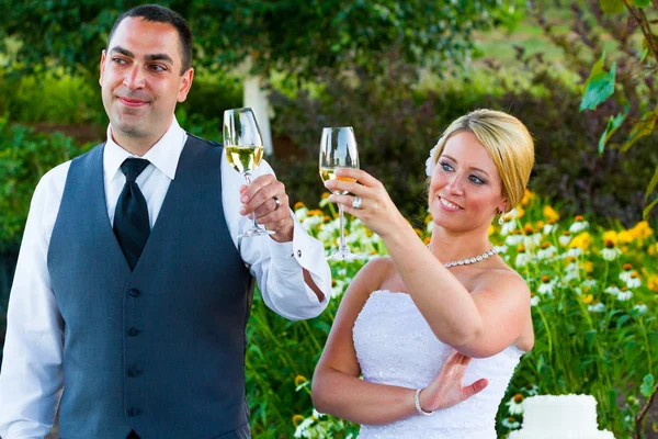 Bride and Groom Wedding Toasts — Stock Photo, Image