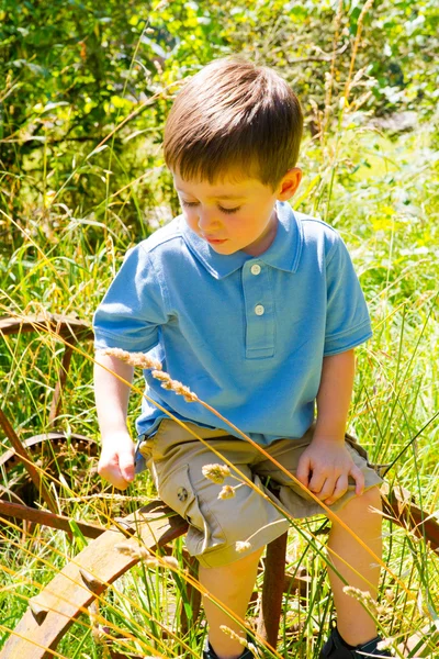 Jonge jongen buiten — Stockfoto