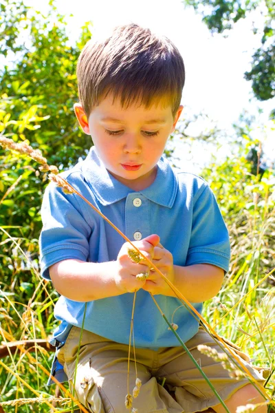 Jonge jongen buiten — Stockfoto