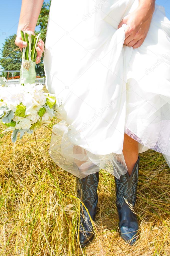cowgirl boots with wedding dress