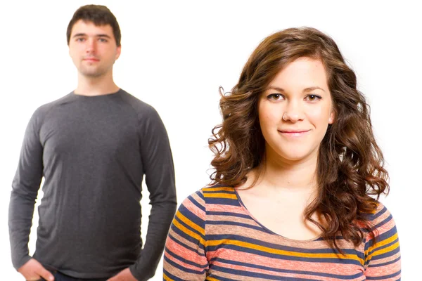 Attractive Couple Isolated in Studio — Stock Photo, Image