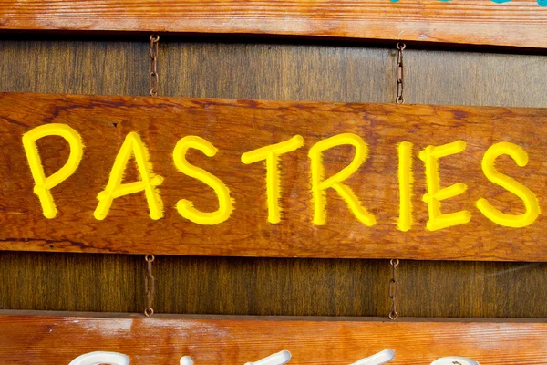 Pastries Wood Sign — Stock Photo, Image
