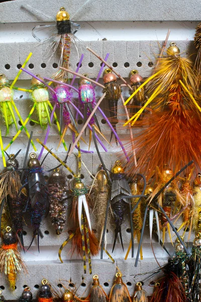 Detalle de la caja de mosca Moscas húmedas Ninfas — Foto de Stock