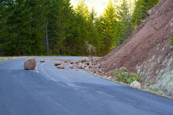 Deslizamiento de tierra bloqueado carretera — Foto de Stock