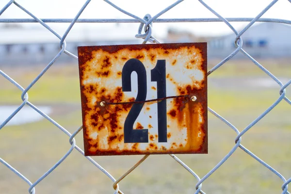 Number 21 Rusted Sign — Stock Photo, Image