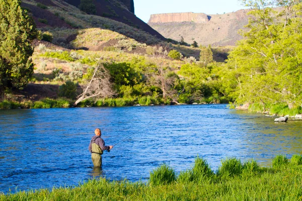 Fly Fishing Deschutes River — Stock Photo, Image