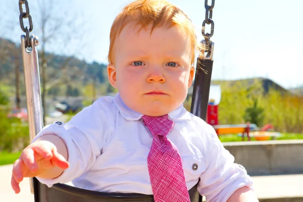 One Year Old Swinging — Stockfoto