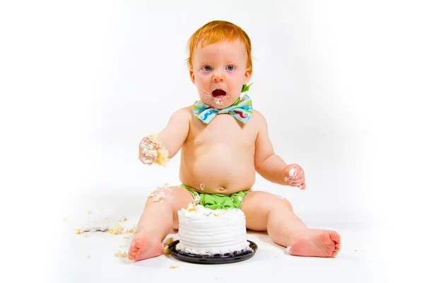 One Year Old Cake Smash — Stock Photo, Image