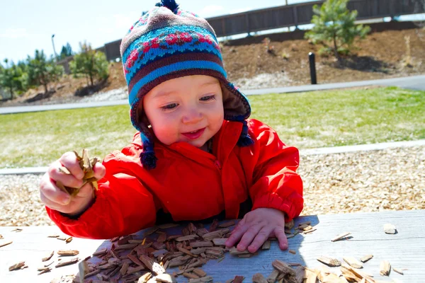 One Year Old Playing at Park — Stock Photo, Image