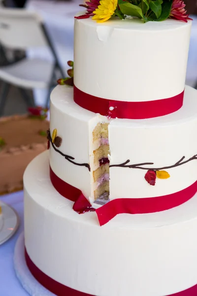 Cortar o bolo de casamento — Fotografia de Stock