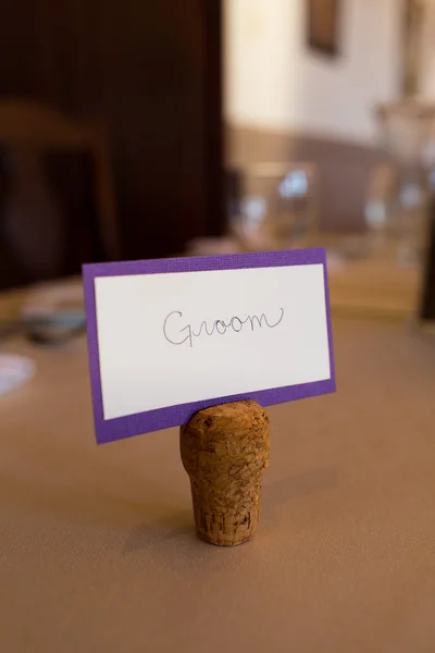 Groom Name Tag Cork — Stock Photo, Image