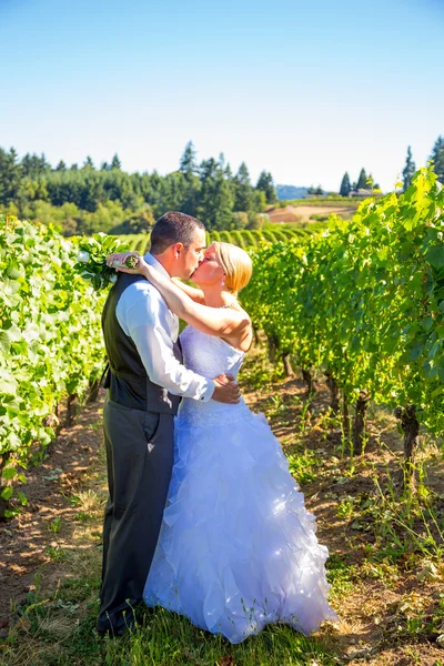 Braut und Bräutigam Hochzeitskuss — Stockfoto