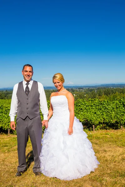 Mariée et marié avec vue fabuleuse — Photo