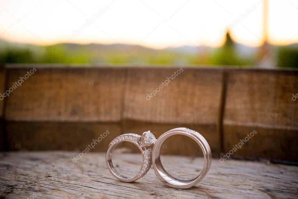 Wedding Rings on Wood